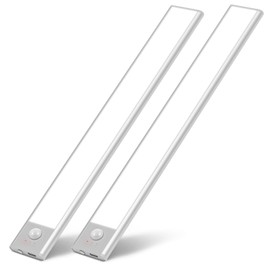 Alivation Under Cabinet Lights Wireless, 52 LED Closet Lights Motion Sensor Light Indoor USB-C Rechargeable Led Light Bar, 1500mah Battery Operated Under Counter Lights For Kitchen, Night, Stair 2Pack