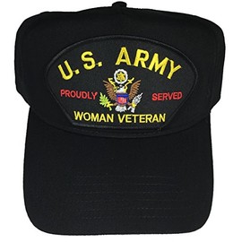 U.S. Army Woman Veteran Proudly Served W/Logo HAT - Black - Veteran Owned Business