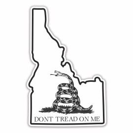 Black Diamond Art Idaho State Shaped Gadsden Flag Sticker Truck Decal Vinyl ID Don't Tread on Me - 3" x 2"