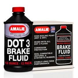 AMALIE DOT 3 Brake Fluid 12oz (160-65031-92), Heavy Duty Drum & Disc Brake Fluid for Cars, Trucks & Motorcycles with Corrosion Protection & Long-Term Stability, Made in USA, Pack of 12