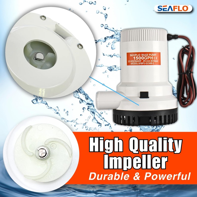 SEAFLO 01 Series 1500 GPH Bilge Pump – 12V, 1-1/8"