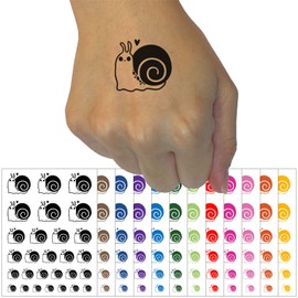 Happy Slow Kawaii Chibi Snail Temporary Tattoo Water Resistant Fake Body Art Set Collection - White (One Sheet)