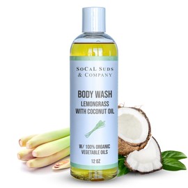 SoCal Suds & Company - Thick Organic Castile Soap Hand & Body Wash, Lemongrass With Coconut Oil for Men and Women Bath Essentials, 12oz