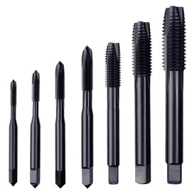 Gasea 7pcs Spiral Point Tap Set Nitriding Coated HSS 6542 Metric Thread Tapping Tool Drill Bits Set M3 M4 M5 M6 M8 M10 M12