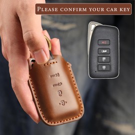 Rulansda Fits The Remote for Lexus Key fob Cover Perfectly, Compatible with 2013-2021 ES250 ES300h ES350 NX250 NX350 RX350 UX250h UX300h LX570 RC350 GS350 4 Button Key case Shell Accessories/Brown