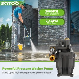 3/4" Shaft Horizontal Pressure Washer Pump, MAX 3100 PSI @ 2.5 GPM, Repalce for Most Parts Pressure Washers With Horizontal Engines