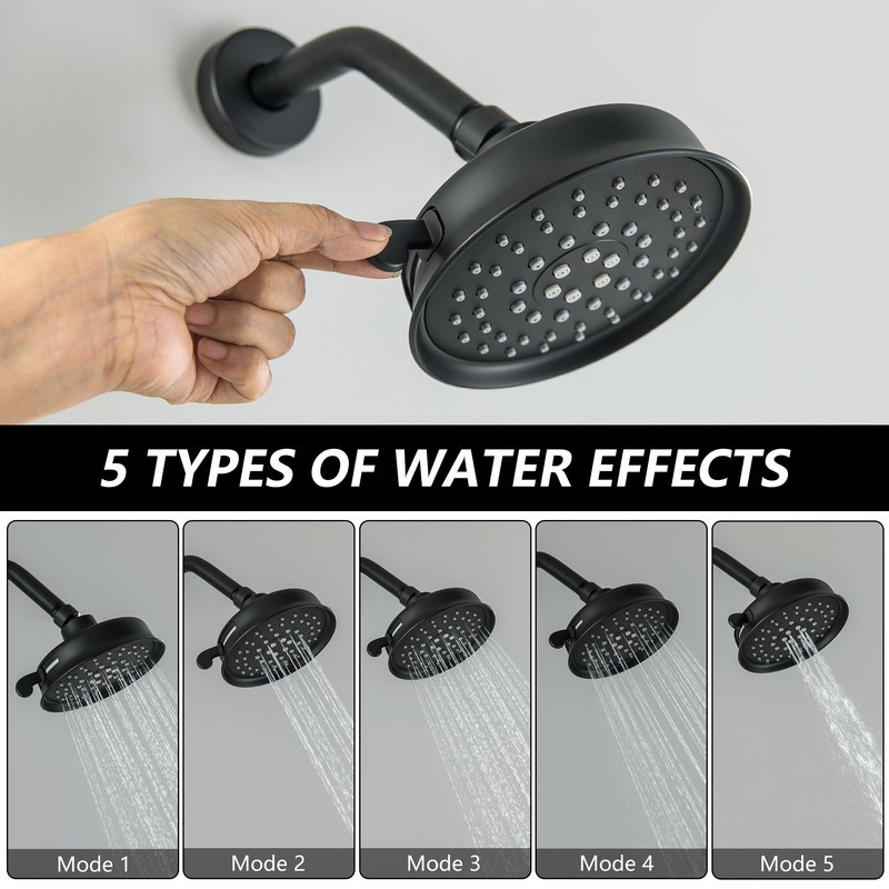 DOUBLUOEG 2 Handle Shower Faucet Set with 5 Setting Rainfall