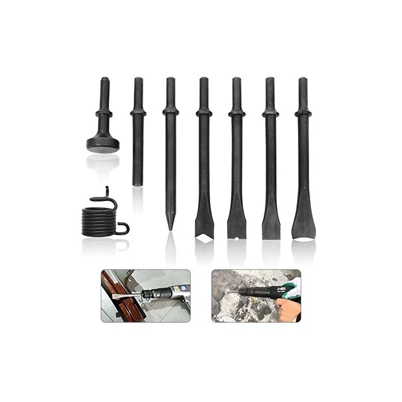 Juego de 8 piezas de cincel neumático, cincel neumático, martillo