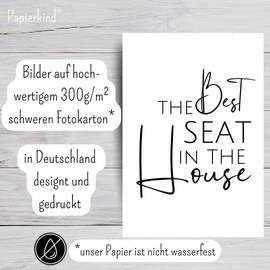 Papierkind Poster - Bathroom Sayings The Best Seat in the House | Stylish Bathroom Print Poster for Guest Toilet | Humorous Home Decor Decoration | DIN A4 without Frame (A88)