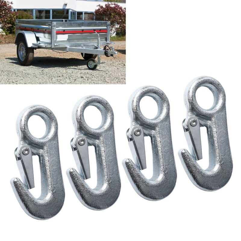 4Pcs Trailer Snap Hook 90mm Iron Tow Hook Safety Chain