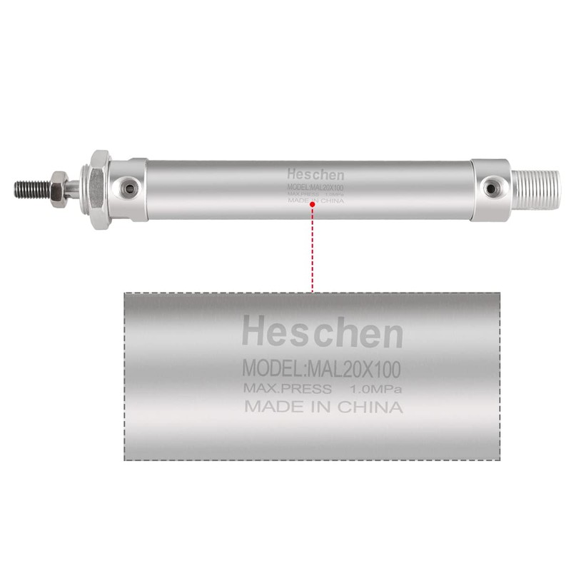 Heschen 空気圧スリムエアシリンダー MAL20-100 PT1/8ポート 20mm ボア 100mm ストローク 複動