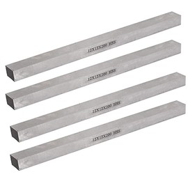 HSS Lathe Tool Bit 12mm x 12mm x 200mm, Square Lathe Turning Tool Blanks, High Speed Steel Rectangular Fly Cutter Mill Blank (0.47" x 0.47" x 8") 4pcs