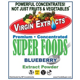 Virgin Extracts (TM) Pure Premium Organic Freeze Dried Blueberry Extract SuperFood Blueberry Powder 4:1 Concentrate (4 X Stronger) 16oz Pouch