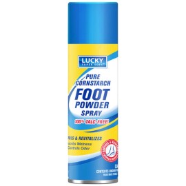 Lucky Pure Cornstarch Foot Powder Spray 100% Talc Free, 2oz (57g)