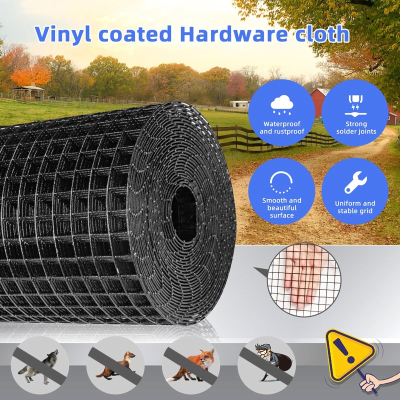 Potnet Black Hardware Cloth 1/2 inch 36 x 100 Foot