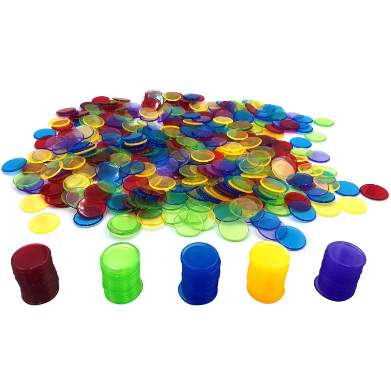 Yuanhe 500 Pieces 3/4 Inch Transparent Counting Chips for Bingo