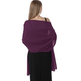 Chiffon Shawls and Wraps for Evening Dresses Women Elegant Soft Scarf Bridal Scarve Wedding Stole, Plum(chiffon), One Size