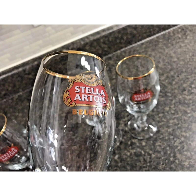 Stella Artois 4-Pack Original Gold Rim Glass Chalice 33cl