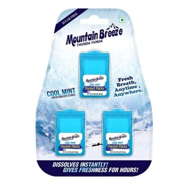 Mountain Breeze Oral Hygiene Mouth Freshener Sugar Free Cool Mint Flavoured Breath Strips (24 Strips each Cassatte)-Pack of 1(3 Cassette) NEW