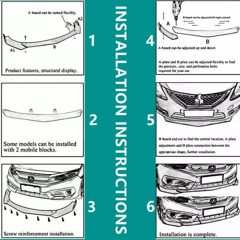 Unbranded For Subaru Impreza Front Rear Bumper Lip Spoiler Splitter