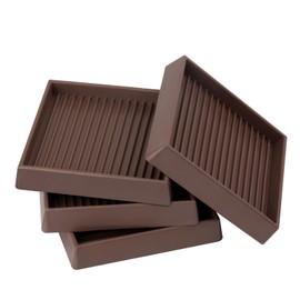 Furniture Pads Rubber Furniture Caster Cups, Anti-Sliding Bed Stopper Floor Protectors with Grip, 2x2 Square Non Slip Furniture Pads - Protect Any Flooring (Brown, 4 Pack)