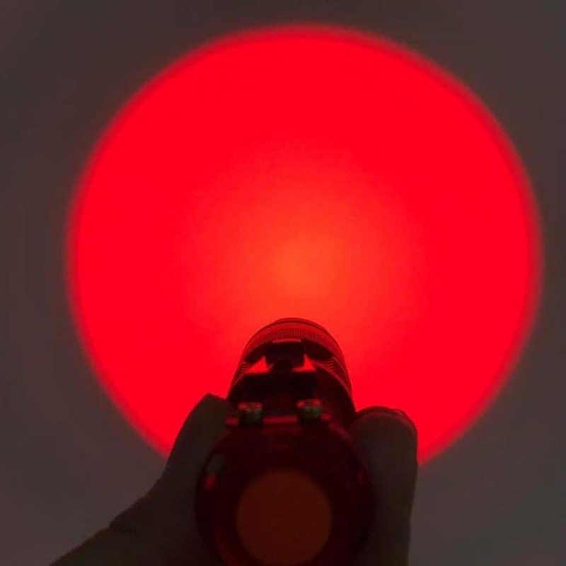 Souyos Red Light Flashlight Mini Red Led Light Zoomable Single