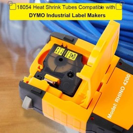 labelw 5PK For DYMO Rhino 4200/5200 Heat-Shrink Tube 18054 Industry Label Tape 3/8"x5'