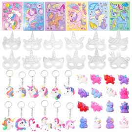 LaVenty Unicorn Party Bag Fillers Girls Party Bag Fillers for Kids Masks Crafts Goods Bracelet Ring Keychain tickers Gifts Pinata fillers for Kids Girls