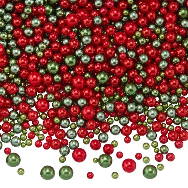 SUNNYCLUE Approx. 1500~2000 Pieces Christmas Vase Filling Beads Red and