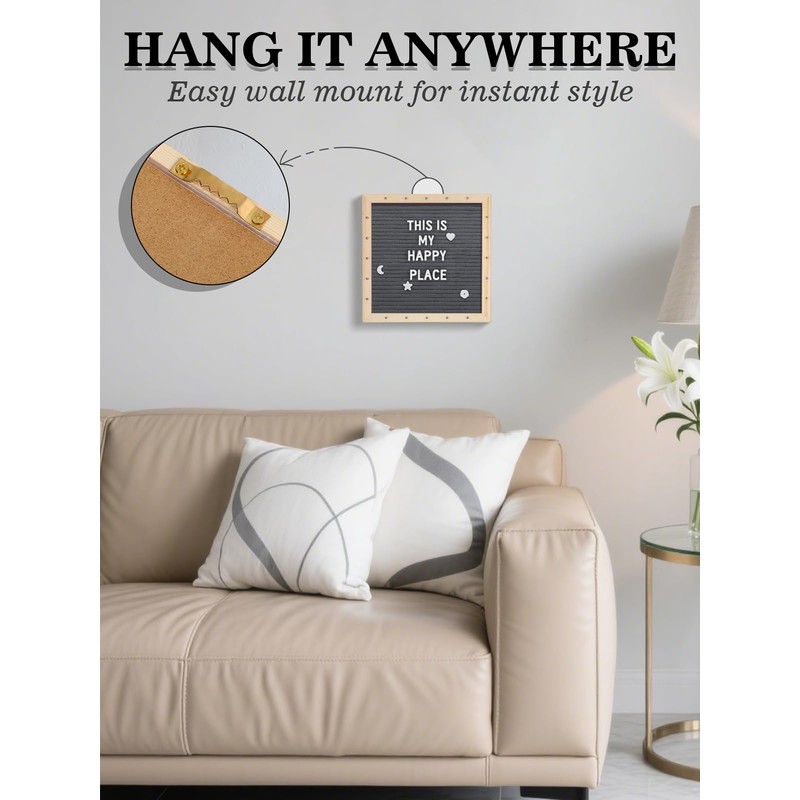 Changeable Felt Letter Board with LED Lights - 10×10" Message