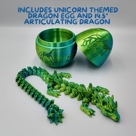 ZZ LIFE Surprise Unicorn Dragon Egg - 14" Dragons Articulating Joints - Unicorn Themed Twist Enclosure Mystery Dragon Egg, ADHD, Stress, Anxiety Relief (Blue/Yellow)
