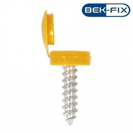 BEK-FIX® Number Plate Screws and Caps Fitting Kit, White Yellow & Black Caps & Screws 36 Piece