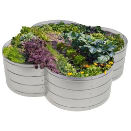 Sunnydaze 4-Leaf Clover-Shaped Galvanized Steel Raised Garden Bed - for Vegetables and Plants - 39.4 Gal Capacity - 43-Inch W - Silver