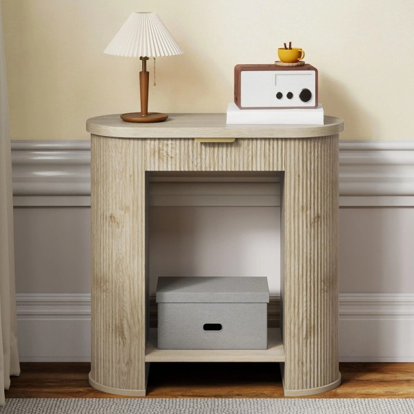 TAUS 31.5" Fluted Console Table with Drawer and Open Storage