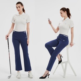 Pro X Gear Womens Golf Pants with Pockets Spring Summer 4-Way Stretch Lightweight Quick Dry Cooling Casual Pants Work Athletic Travel UPF 50+ Navy Medium