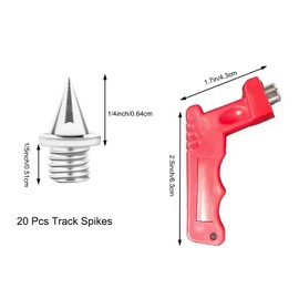 FUZVOL 20 Pcs Track Spikes Sturdy Steel 1/4inch Cross Country Spikes Replacement with Spike Wrench Golf Shoe Spikes Kit Pyramid Spikes for Sprint Sports Jumping Running Jogging Hiking