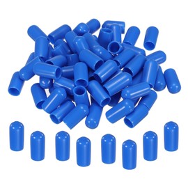 MECCANIXITY 50pcs Rubber End Caps Cover 1/4 inch Vinyl Screw Thread Protector Round PVC Vacuum Caps for Screw Bolt Pipe, Blue