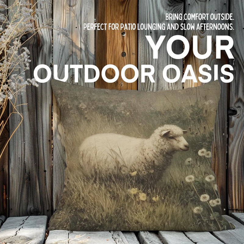 QIYUHOY Rustic Farmhouse Sheep Throw Pillow Cover, 18x18 Inch