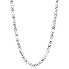 POATOW Stainless Steel 3.5mm 5mm 7mm Chain Necklace for Men, Mens Necklace Chains Stainless Steel Cuban Link Chain Necklace for Men and Boys, Mens Chain 22, 24, 26 Inch (22, 3.5mm-stainless steel)