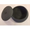 Ankyo Dark Gray Rope Basket with Lid Woven Cotton Round
