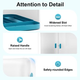 RENFANSHOP 2 Tier Dish Drying Rack,Drain Board with Lid Plastic Cover,Kitchen Counter Cutlery Tableware Sink Rack,Drying Rack Storage Case for Kitchen Countertop for Plates,Cups,Bowls & Cutlery