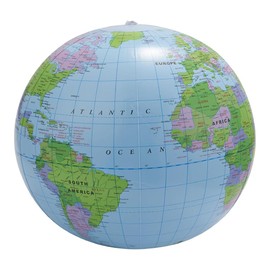 Beach Ball Globe World Map 16" English Beach Ball, Teaching Stand, Beach Glove, PVC Inflatable Ball, Globe Inflatable Toy, Geographical Knowledge (style2)