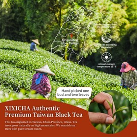 XIXICHA Taiwan Tea Black Tea Loose Leaf Red Jade Grade AAA Ruby Sun Moon Lake Taiwan High Mountain Tea 3.53oz/100g 台湾红茶 台湾茶 红茶 蜜香型