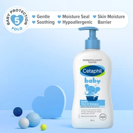 CETAPHIL Baby Gentle Wash and Shampoo 400ml, Suitable for Newborns & Infants, With Glycerin & Panthenol, Hypoallergenic, Dermatologist Tested, Paraben-Free, Tear-Free