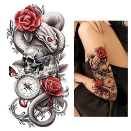 Temporary Skull Tattoo Compass Tattoo Snake Tattoo Arm Tattoo T123