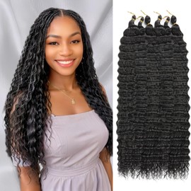 Ocean Wave Crochet Hair 18 inch Deep Wave Curly Crochet Hair 6 Pack Deep Curly Braiding Hair Extensions Long Braids Deep wave Synthetic hair for Black Women