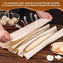 2PCS Sourdough Proofing Cloths & Flour Sack Towels - All-Cotton Unbleached Bread Baking Covers - Reusable Dough Rising Cloth for Artisanal Baguettes, Ciabatta