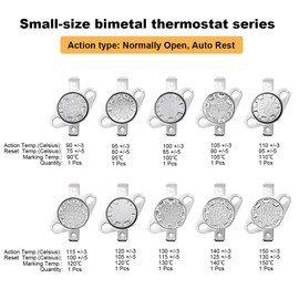 uxcell 10pcs NO KSD301 Thermostat 90-150°C(194-302°F) Temperature Thermal Control Switch 90 95 100 105 110 115 120 130 140 150°C Normally Open Assortment Kit