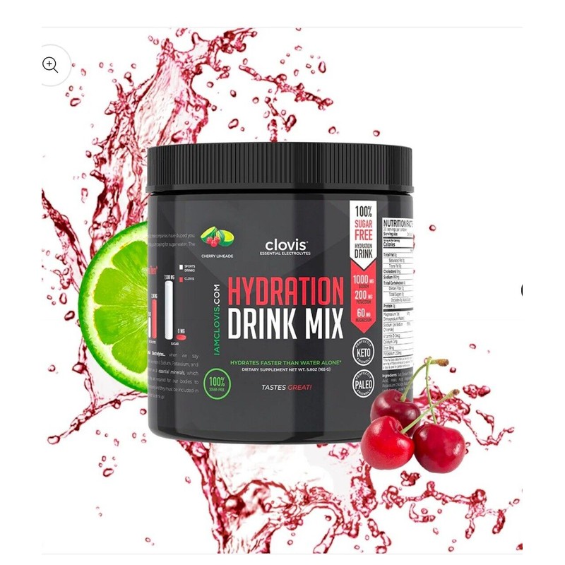 Clovis Essential Electrolytes HYDRATION DRINK MIX Cherry Limeade 3 Pack