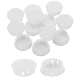 uxcell 20Pcs Plastic Hole Plugs, 32mm(1-1/4") Flush Type Panel Plugs, Round Snap Knockout Locking Plugs for Furniture Insert End Caps Panels, White